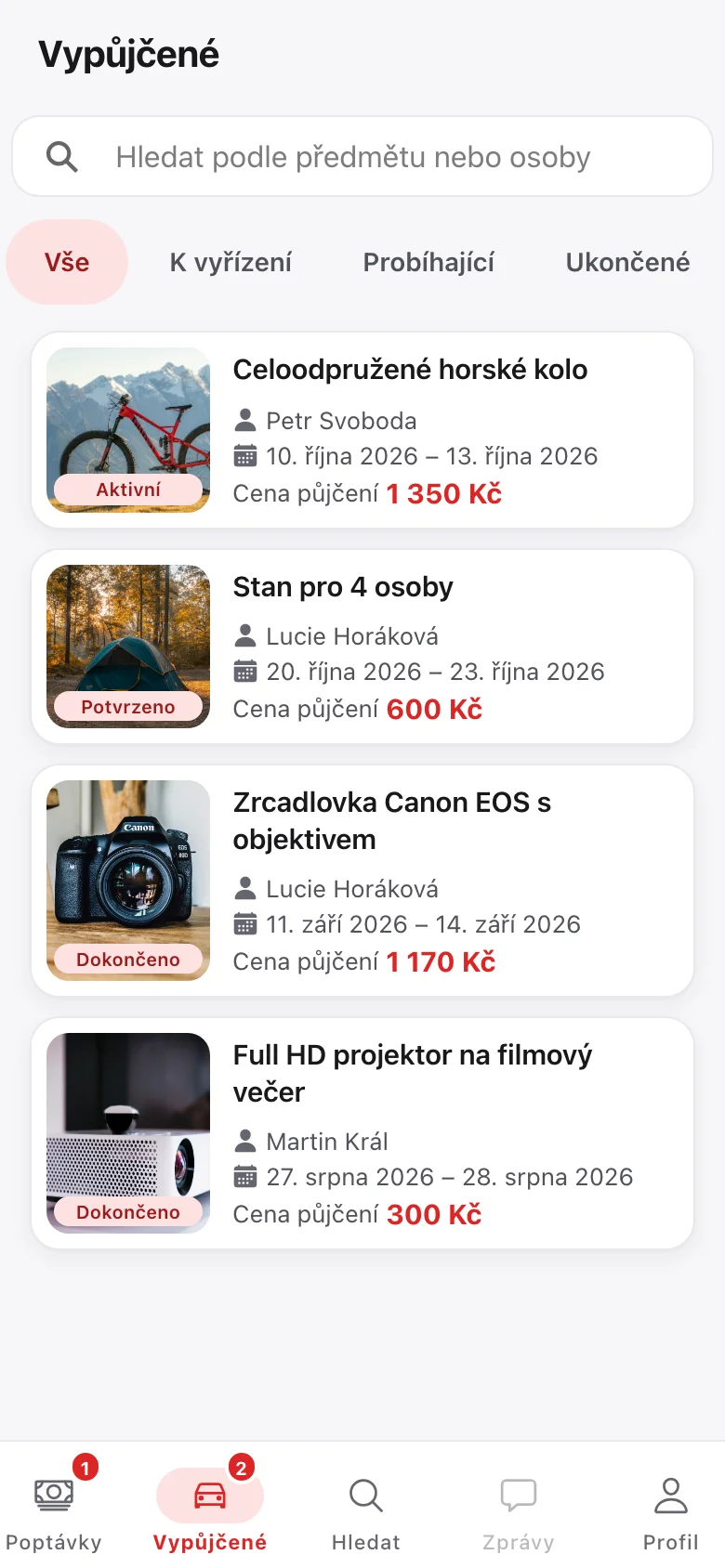 Vypůjčené předměty